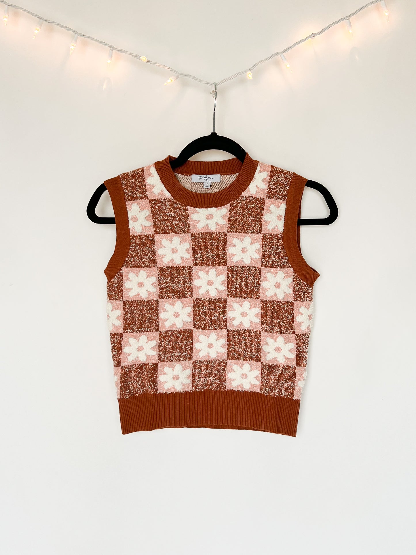 Checked In Daisy Sweater Vest